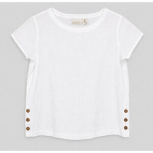Cynthia Rowley Womens XS White Linen Top Short Sleeve Button Casual Resortwear